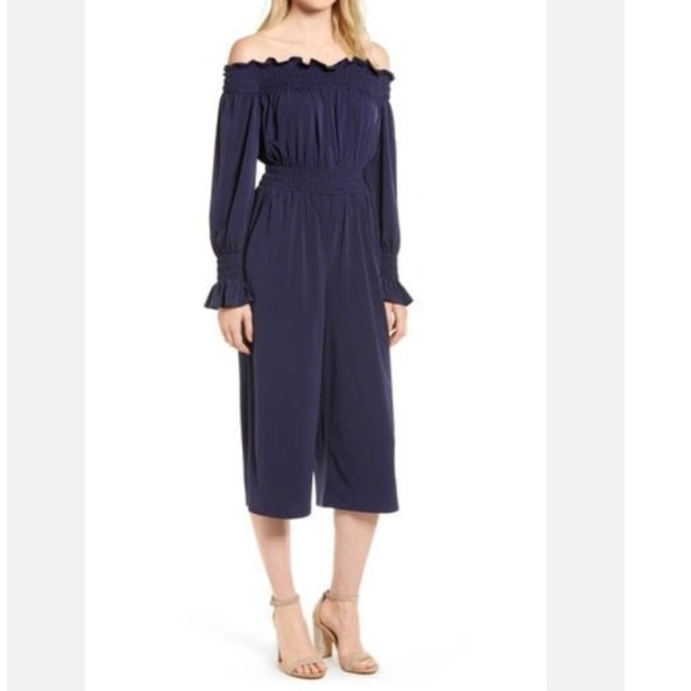 NWOT Michael Kors Off the Shoulder Jumpsuit Navy